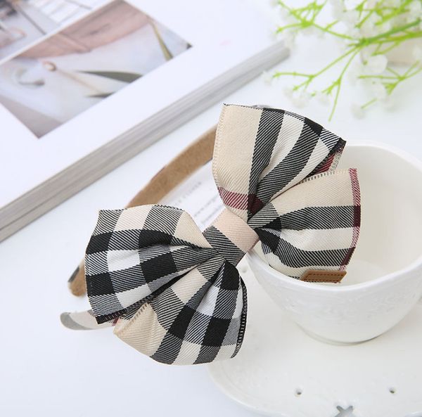 

designer kids hair sticks girls plaid bows princess headdress kids lattice bows headbands children's day party hair accessories f7453, Slivery;white