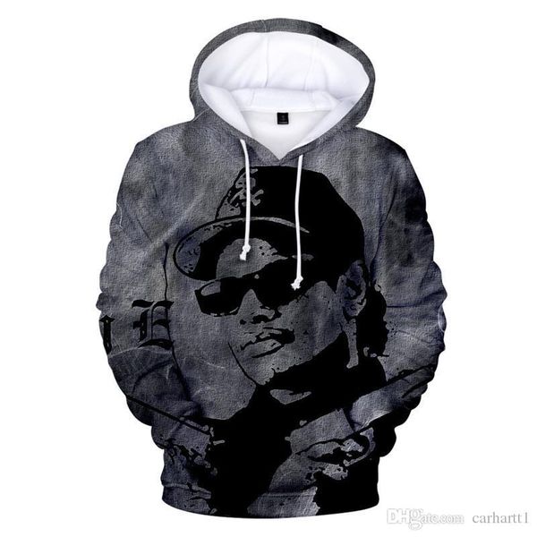 

mens hip hop brand new толстовки рэпер eazy e 3d printed с длинным рукавом мужская с капюшоном толстовки повседневный плюс размер мужские то, Black