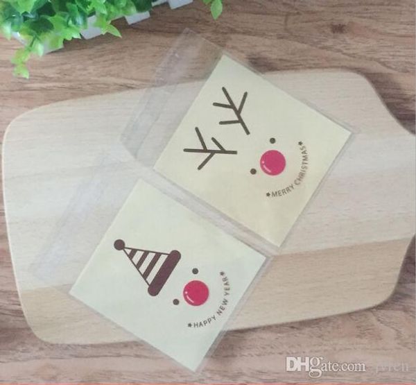 

100 pcs 10x10+4cm christmas self adhesive seal bag cookie storage opp bag soap bag gift packing100 pack self adhesive seal christmas reindee