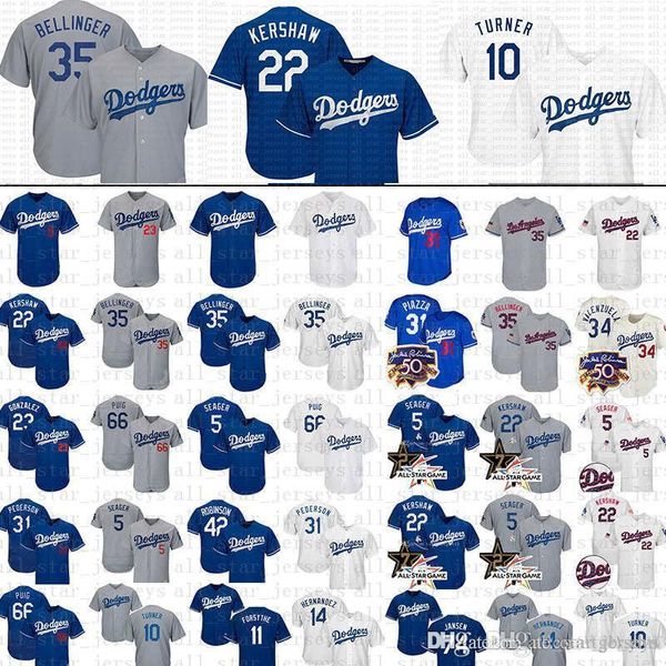 

2019 new 5 Corey Seager Dodgers Baseball Jersey 10 Justin Turner 22 Kershaw Los Angeles 35 Cody Bellinger Taylor Robinson Hernandez Pederson