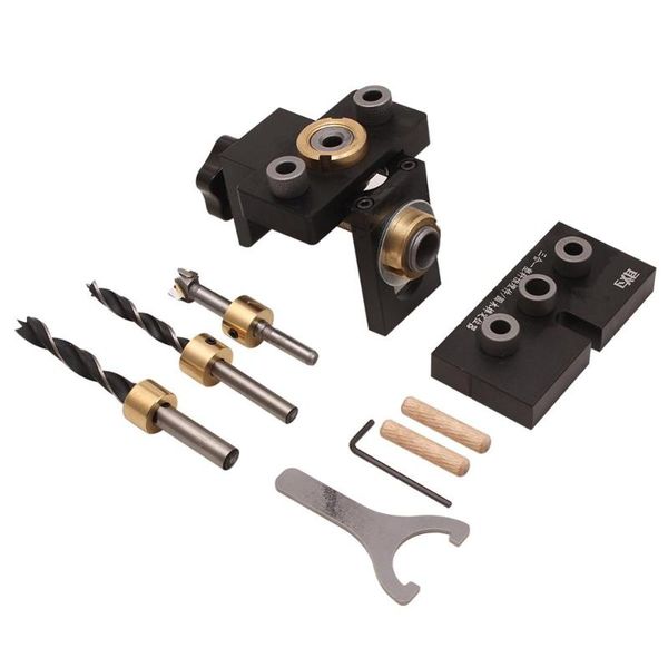 

3 in 1 adjustable doweling jig woodworking pocket hole jig with 8/15mm drill bit for drilling guide locator puncher diy tools