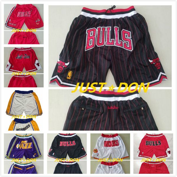 

2020 new mens just don pocket shorts stitched miami heat 95-96 team name just don brand basketball shorts stitched breathable sweatpants, Black