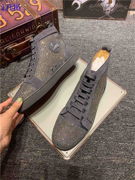 

a22 new christian luxury louboutin bottom red bottoms studded spikes brand cl mens casual shoes men women party lover sports sneakers, Black