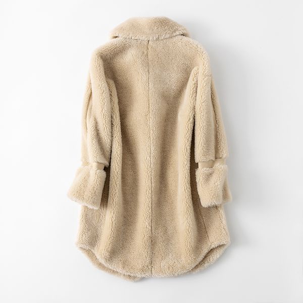 

autumn winter coats jackets women clothes 2020 100% wool jacket vintage real fur coat female korean sheep shearling msd927, Black
