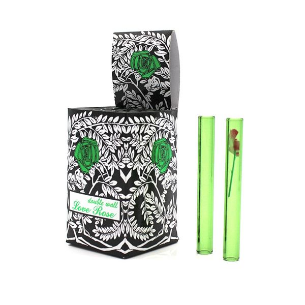 

DHL Glass Love Rose Glass Tube With Plastic Flower Inside 48pcs in one box, love rose glass pipe smoking pipe tobacco pipes available