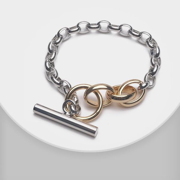 

amorita boutique stylish and simple chain metal bracelet, Golden;silver