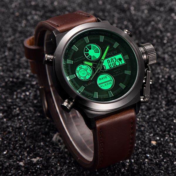 

mens quartz sport army led watches analog stainless steel wrist watch men's watch wrist party decoration business watc, Slivery;brown