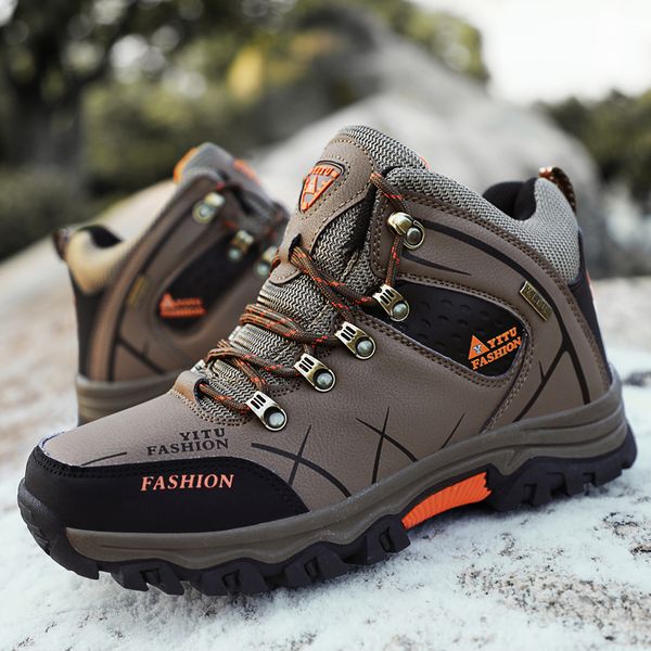 

winter men boots designer men winter snow boot waterproof snow boots lace up man ankle warm shoes plus size 39-47, Black