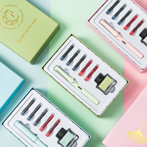 

student pen set plastic gift box pen replaceable ink bag special calligraphy calligraphy signature fountain wholesale