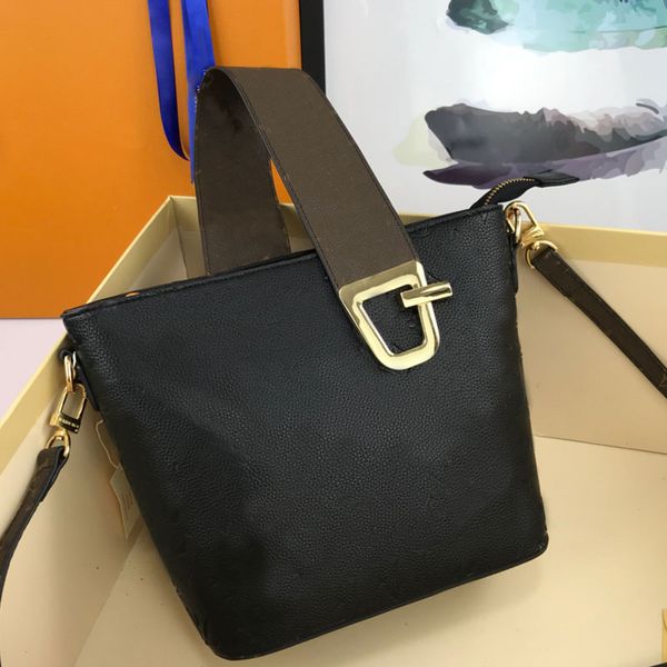 

женские сумки crossbody сумка ведро сумки высокое качество воловьей кожи тиснение кожаный ремень женщины съемный плечевой ремень письмо cros