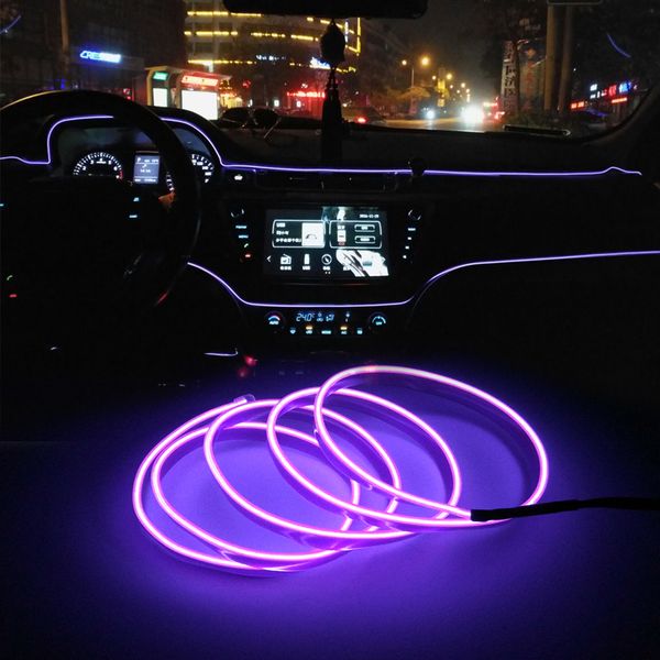 

car interior lighting auto led strip garland el wire rope tube line flexible neon light with 12v usb cigarette drive