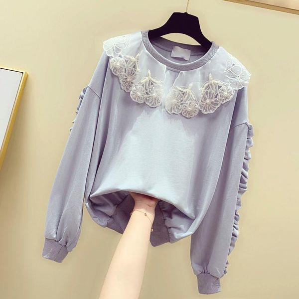 

кукла воротник толстовка для женщины 2020 осенью новых бусин сыпучих досуг прицепных coat девушка студенты с длинным рукавом пуловеры свитер, Black