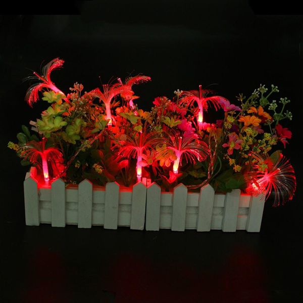 Heiße Neue 10LED Morning Glory Fiber Optic Batterie String Nachtlicht Lampe Mni Lichterkette Weihnachten Weihnachten Decor saiten