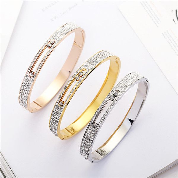 

2019 fashion crystal bracelet for women stainless steel bangle bracelets charm bridal wedding bracelet party jewelry, Black
