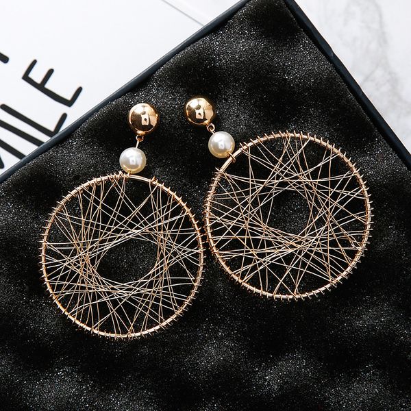 

jewelry earrings pearl wheel cool style for women girl party decoration shining in the center of the party always charming 1pair, Golden;silver