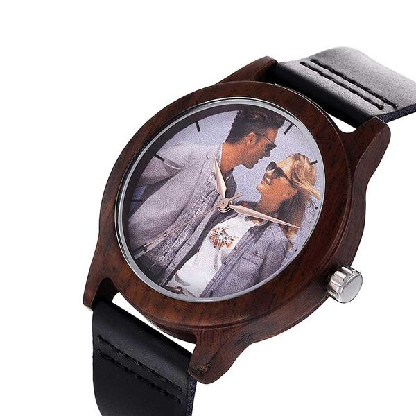 

trill style wooden men's fashion leisure watches leather quartz watches round wooden table 2019 new wrist watch, Slivery;brown