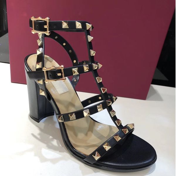 

delivery 2008 spring and summer sandals women's fashion shoes coarse-heeled sandals 8-color true belt box, Black