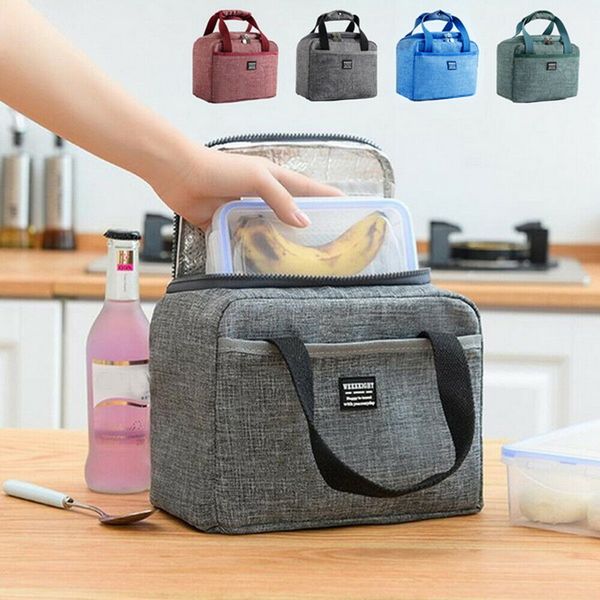 

tote family travel picnic drink fruit fresh thermal insulated women men cooler bento lunch box bag, Blue;pink
