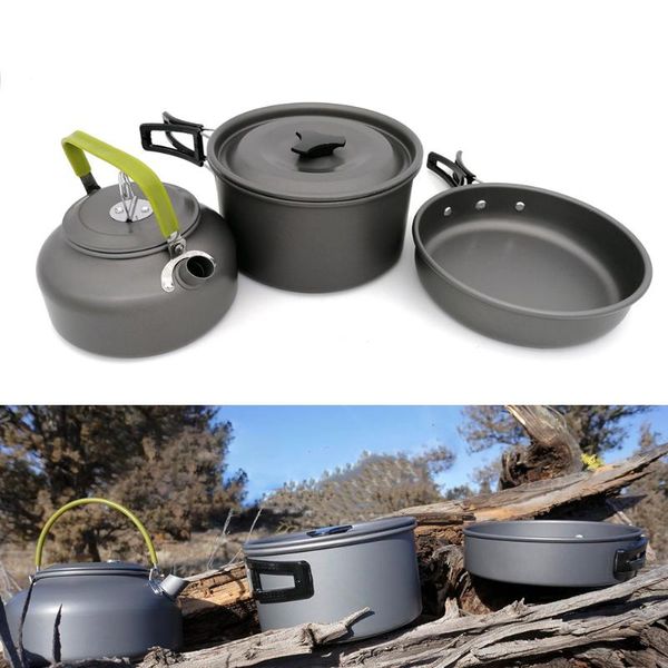 

outdoor practical cup non stick spoon portable picnic oxidized aluminum cooking set pan pot camping fork tableware cookware
