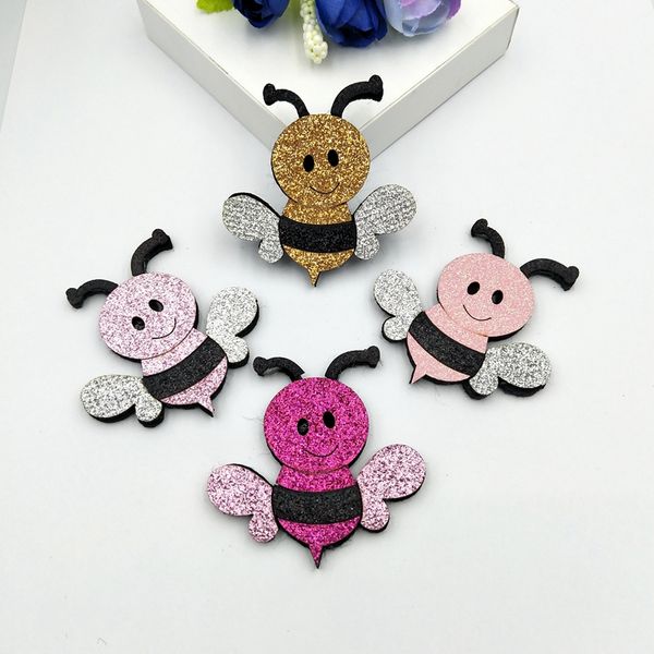 

6pcs felt fabric paillette cute bees patch color glitter appliques wedding diy sewing patchs craft hair bow accessories