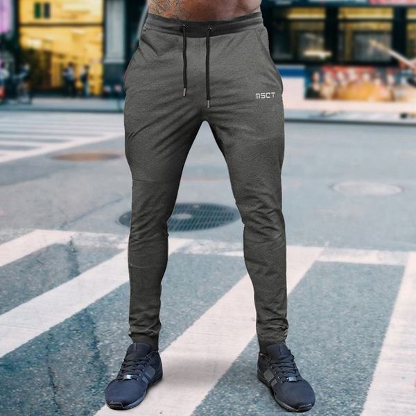 

2019 fashion men long casual sport pants gym slim fit trousers running joggers gym sweatpants sportswear high waist long pants, Black
