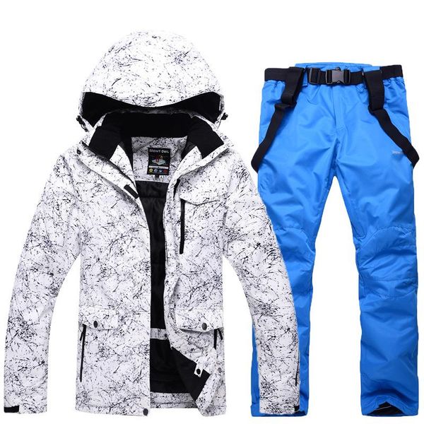 

mens skiing winter thick windbreaker tracksuits hooded anti water warm jackets pants 2pcs sets, Gray