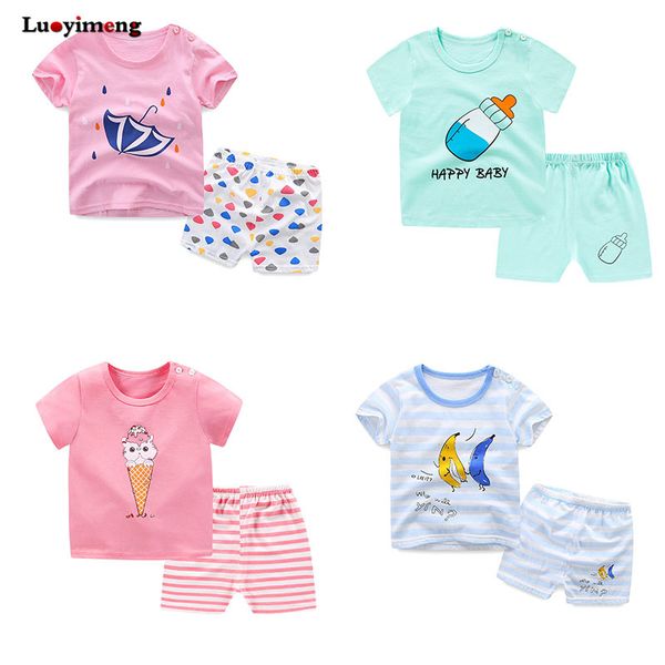 

девочки детская одежда комплект пижамы летние пижамы дети хлопок мультфильм с коротким рукавом пижамы infantil малыша пижамы домашняя одежда, Blue;red