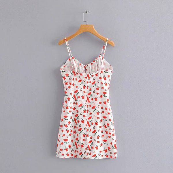 

western style women's dress 2019 summer new style french vintage floral-print slim fit strapped dress, White;black