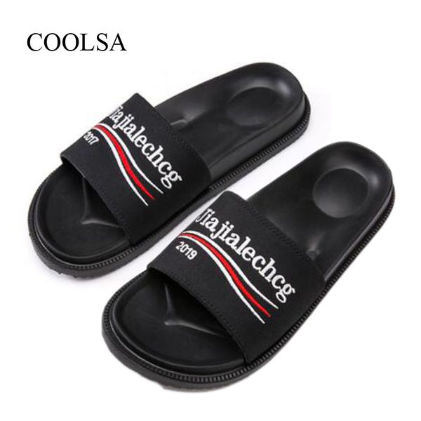 

men's summer mid heel embroidered letter slippers suede slip home slippers outdoor beach flip flops men slides sandals, Blue;gray