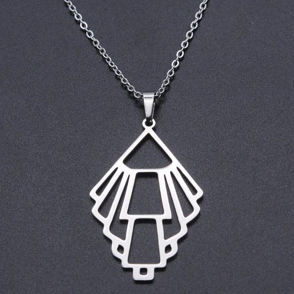 

geometric stainless steel rhombus necklace for women wholesale fashion jewelry necklaces dropshipping accept oem order, Silver