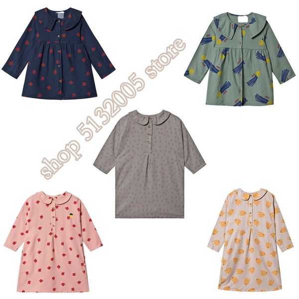 

in stock 2019 autumn and winter new bo kids with the series of girls dress children's printed princess dress, Red;yellow