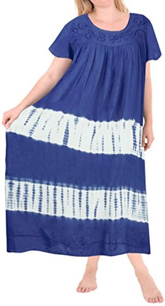 

la leela women's tie dye luau camp boho loose maxi beach party summer sun dress, Black;gray