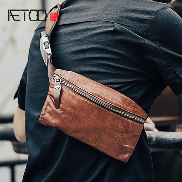 

aetoo head leather breast bag, vintage men's slant bag, men's leather sports waist bag