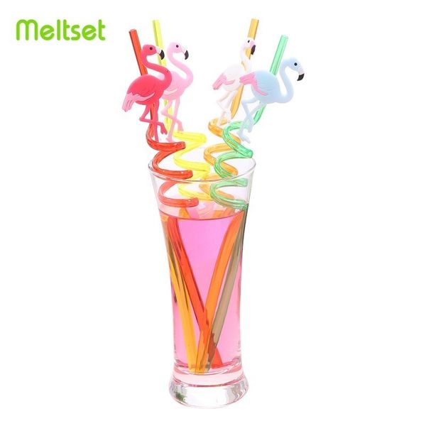 

2019 new flamingo drinking straws cartoon disposable plastic straw for birthday party even supplies reusable 4pcs straw