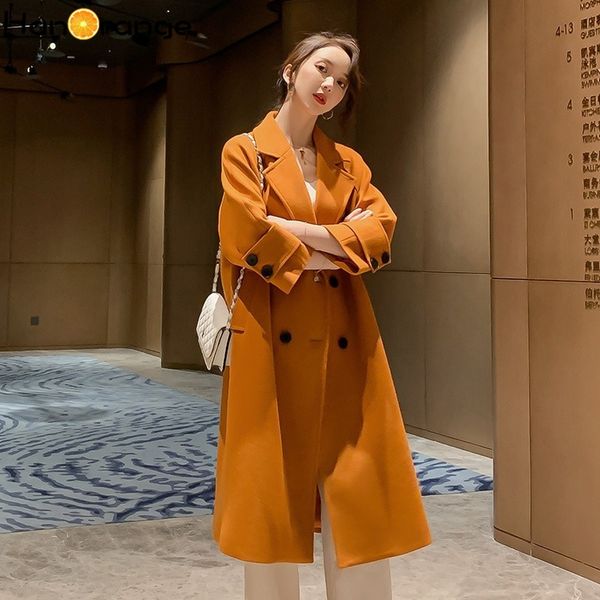 

minimalist small body woolen x-long coat autumn and winter of 2019 single breasted overcoat, Black