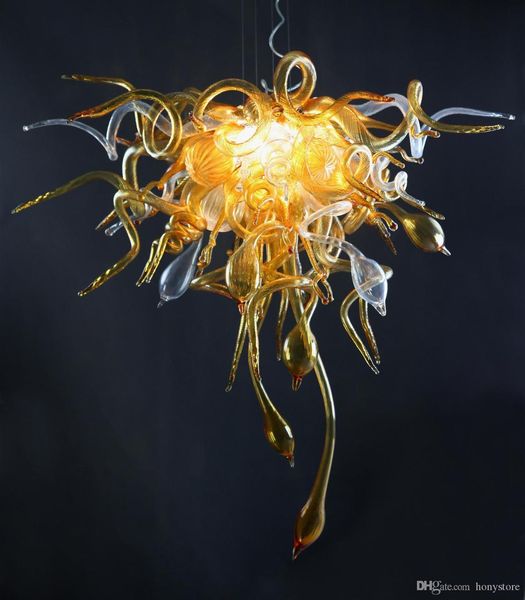 Kleine, hübsche, künstlerische Kronleuchter-Lampe, 120 V/240 V, LED-Leuchtmittel, Pop-Stil, goldene Brillanz, Hängeleuchten aus mundgeblasenem Glas