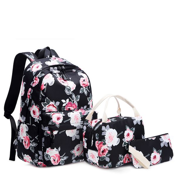 

fanlosn latest design children girls print nylon backpack school bag set