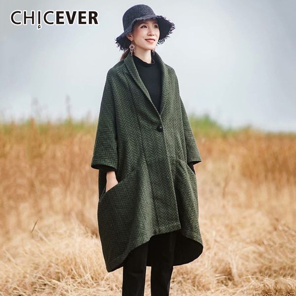 

chicever trench coat for women's windbreaker v neck batwing sleeve loose oversize single button vintage coats female fashion new, Tan;black
