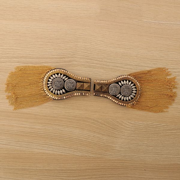 

2 pairs men's tassel epaulette shoulder board mark costume brooch badges, Gray