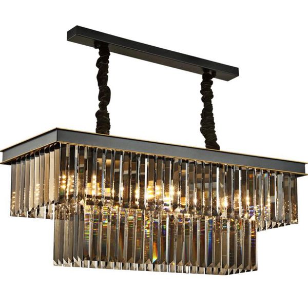 

american classic crystal glass tube led pendant lamp light rectangular square foyer living dining room ceiling hanging lamp