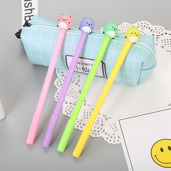 

4pc/set cute kawaii black ink bear gel pen 0.5mm cartoon plastic gel pens for writing office school supplies stationery