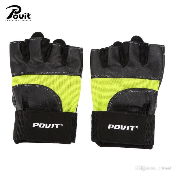 

povit p - 8365 половина finger фитнес перчатки велосипед вес обучение тренировки без проскальзывания ладони дизайн с упругой губкой, Black