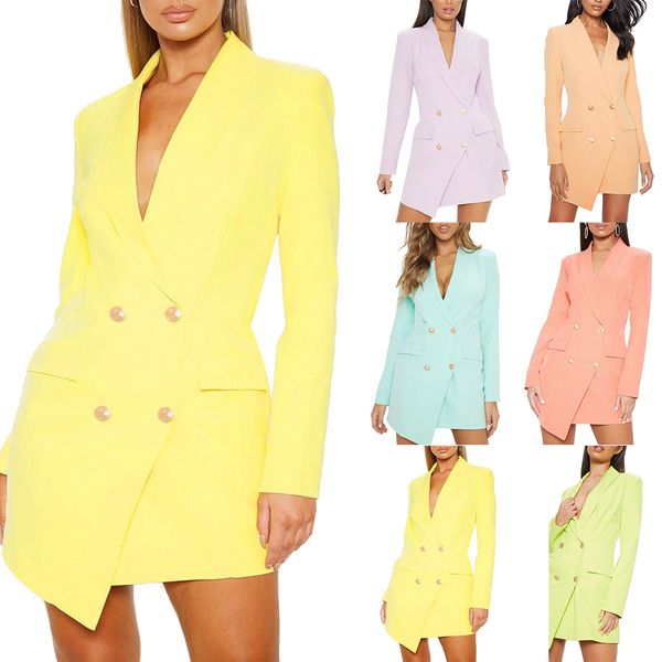 

nibesser women blazer jackets 2019 casual double breasted long suit coat ladies office workwear long sleeve blazer outerwear, White;black