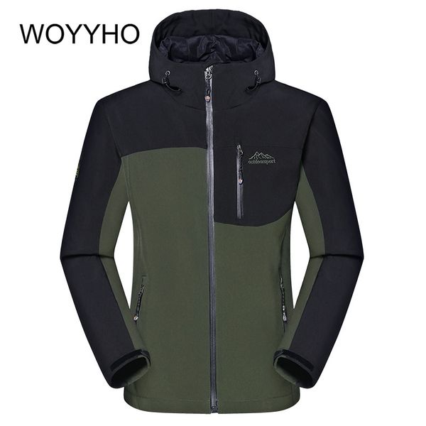 

woyyho man winter waterproof warm softshell fleece hiking jacket windproof outdoor trekking camping plus size hiking clothing, Blue;black