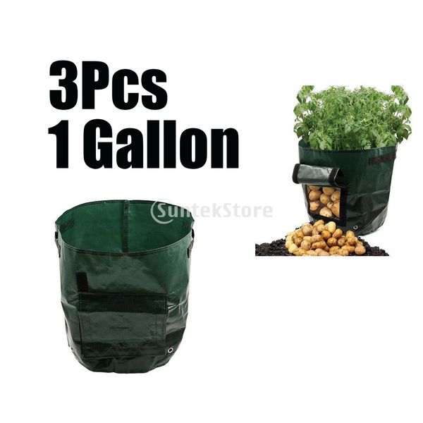 

3pcs 1 gallon garden potato grow bags planter container with flap sturdy