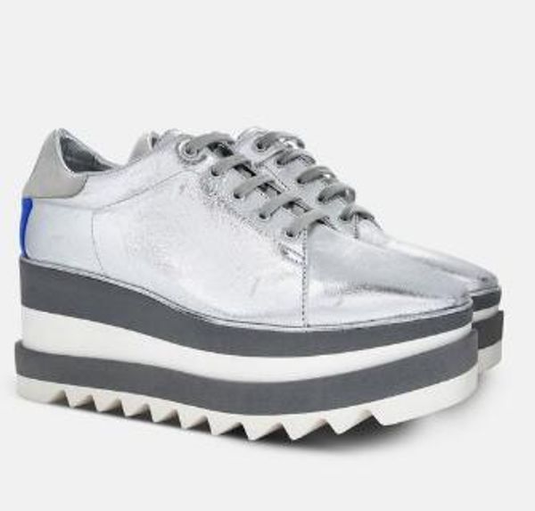 

stella star designer shoes platform bottom fashion women luxury designer sneaker white black silver genuine leather height increase shoes 12