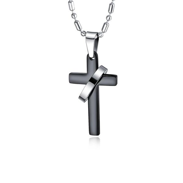

new fashion mens cross necklace pendant jewelry snake chains hip hop men punk stainless steel necklace for mens boy popular 55cm long chain, Silver