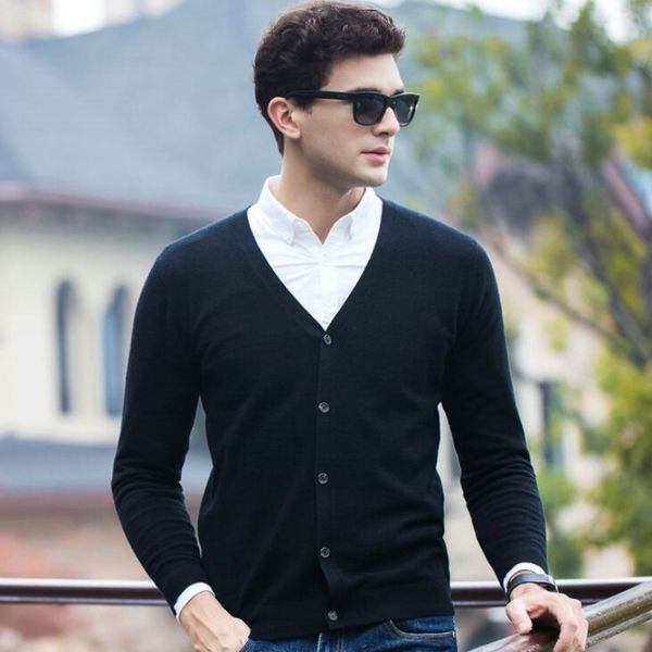 

бесплатная доставка весна новый хлопок кардиган свитер мужской свитер мужской корейский тонкий сплошной цвет 3 цвет размер s-xxl, White;black
