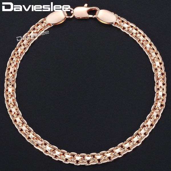 

davieslee chain bracelet for women weaving bismark link mens womens bracelet chain 585 rose gold filled jewelry gift 5mm dgbm99, Black