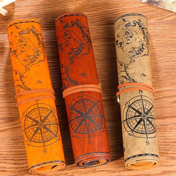 

vintage leather pencil case pirate portable pencil case stationery school supplies creative cute h0w4